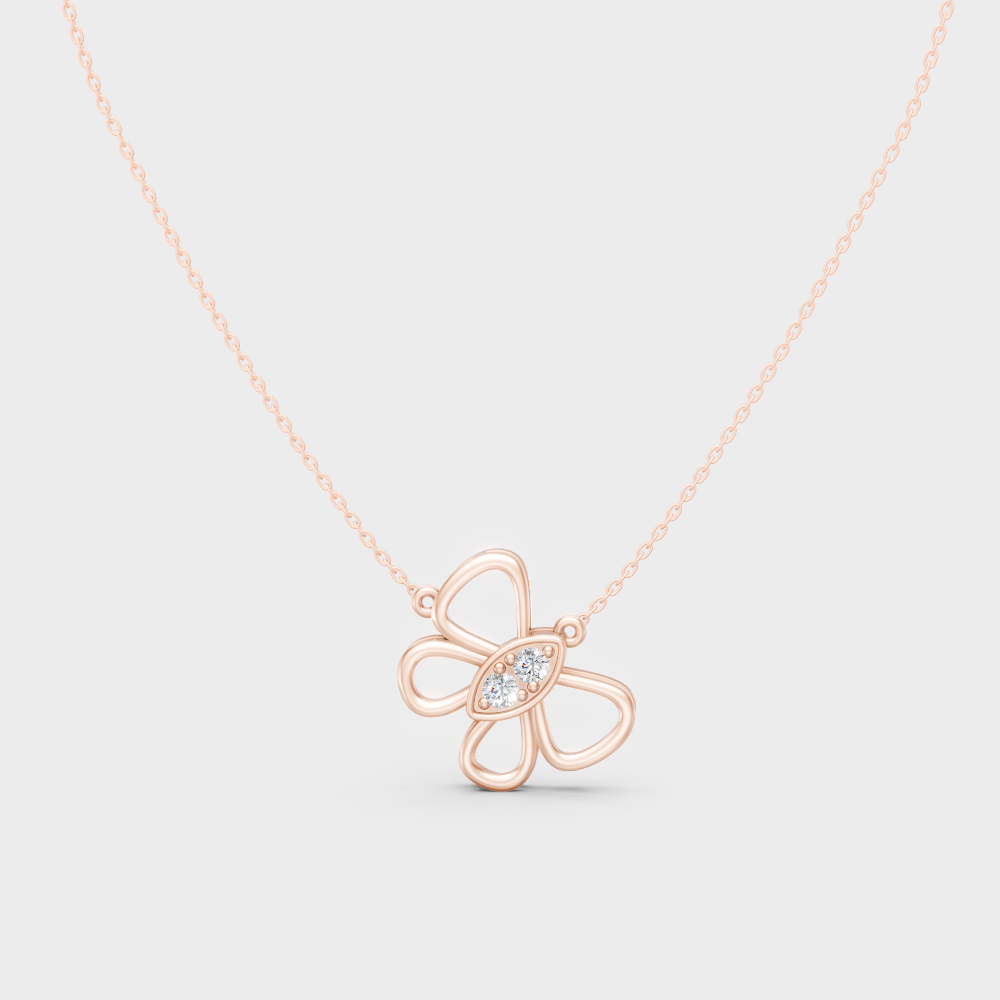 Romantic 18K Rose Gold Diamond Pendant With Round Lab-Grown Diamonds
